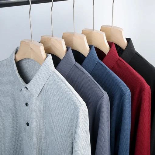 Men's Business Casual Polo Long Sleeve Shirt - Image 10