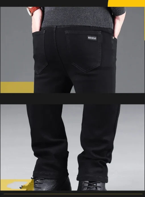 Men's Pure Black Slim Jeans - Image 16