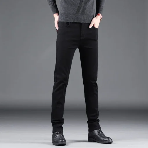 Men's Pure Black Slim Jeans - Image 4
