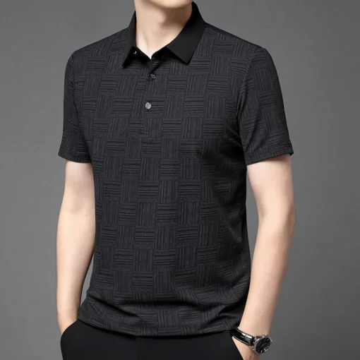 2024 Men's New Printed Business Casual Short sleeved POLO Shirt - Image 26