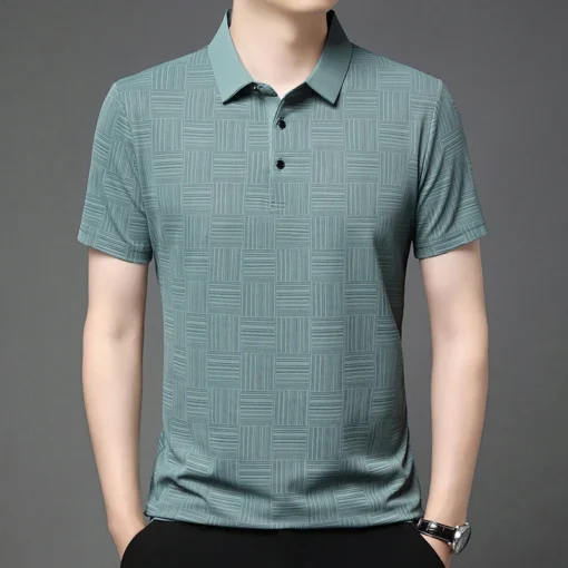 2024 Men's New Printed Business Casual Short sleeved POLO Shirt - Image 21