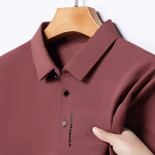 Men's Short Sleeve Solid Color Polo Shirt - Image 5