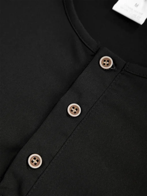 Long Sleeved Henley Neck Shirt - Image 11