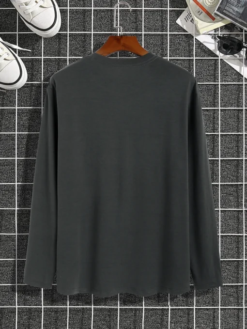 men's printed round neck long-sleeved T-shirt - Image 14