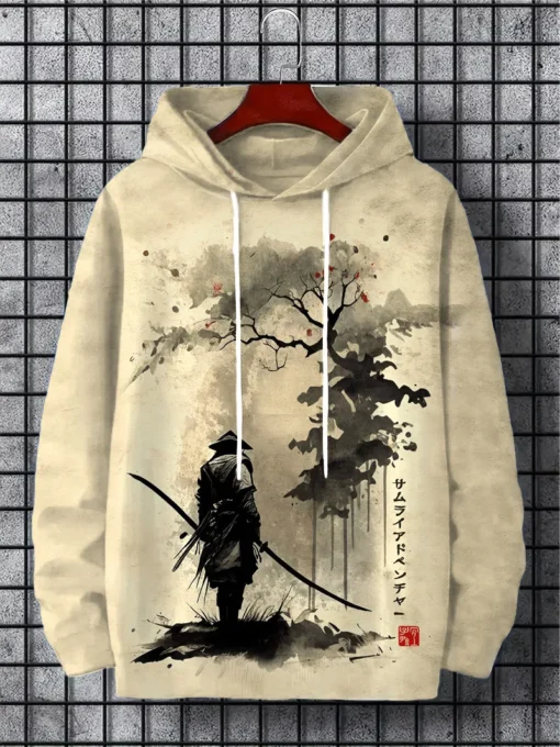Samurai Men's Hoodie Print Y2k Sweatshirt Harajuku - Image 2