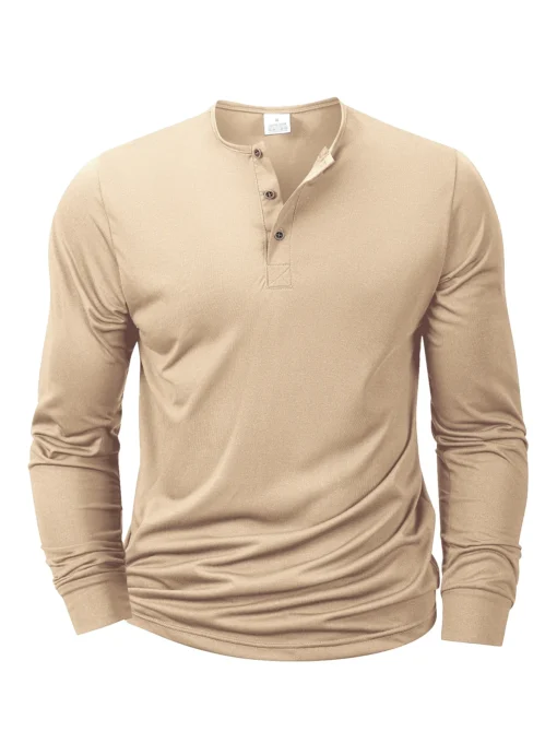 Long Sleeved Henley Neck Shirt - Image 7