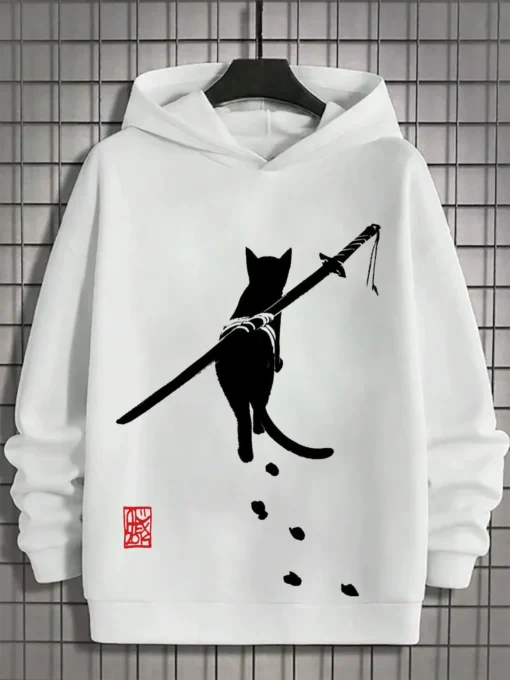 Samurai Men's Hoodie Print Y2k Sweatshirt Harajuku - Image 6