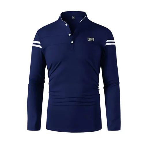 2025 Casual Solid Color Long Sleeved Polo Shirt - Image 15