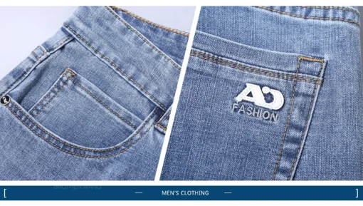 Spring Men's Light Blue Slim Jeans - Image 12