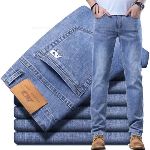 Spring Men's Light Blue Slim Jeans