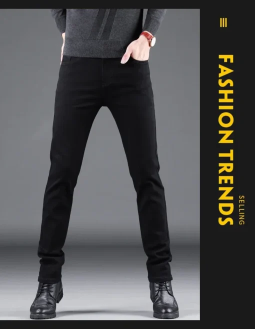 Men's Pure Black Slim Jeans - Image 9