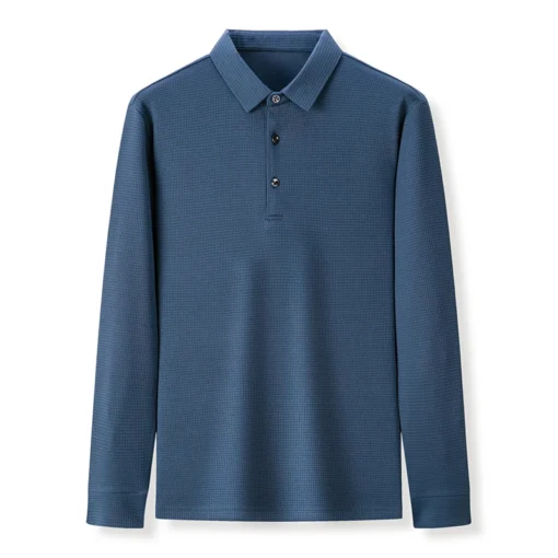 Men's Business Casual Polo Long Sleeve Shirt - Image 9