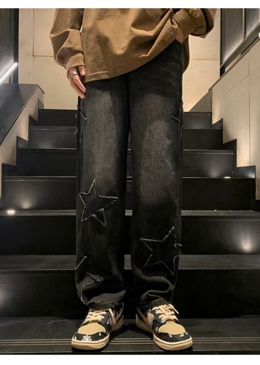 Star Embroidery Straight Casual Men Jeans - Image 18