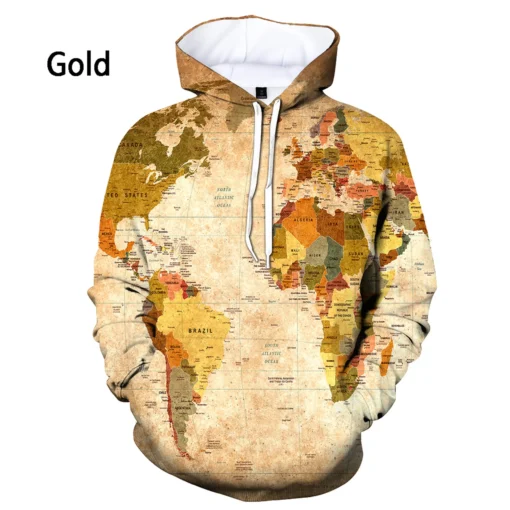 Men  World Map 3d Printed Hoodie - Image 2