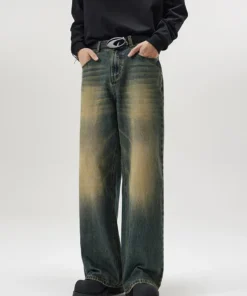 4 Colors Autumn Vintage Distressed Men's Baggy Straight Jeans