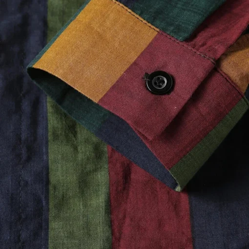 Colorful Vertical Stripes Loose Long Sleeve Shirt - Image 13