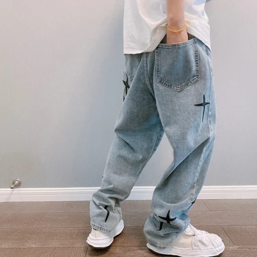 Prints Jeans Men 2023 New Streetwear Baggy Wide Leg Jeans - Image 13