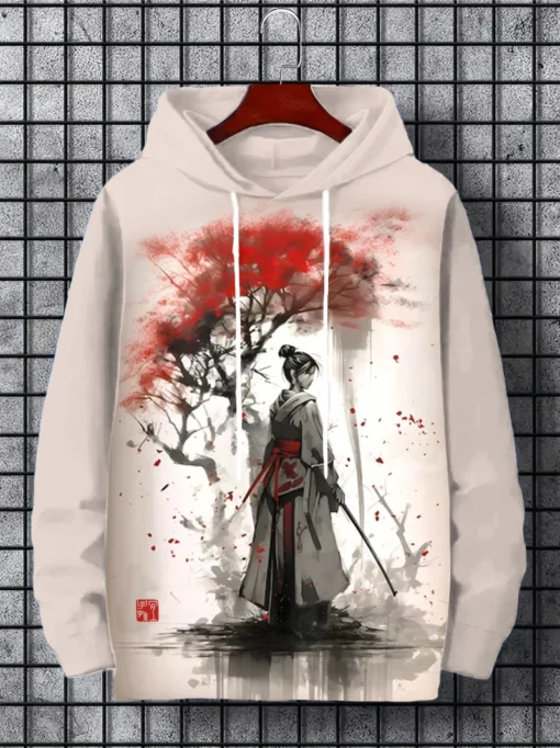 Samurai Men's Hoodie Print Y2k Sweatshirt Harajuku - Image 3