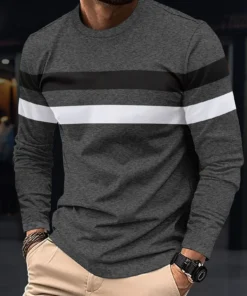 2024 Round Neck Splicing T-shirt Business Anti Wrinkle Street Wear