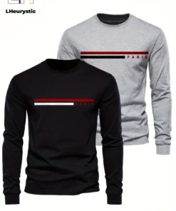 100% pure cotton summer loose comfortable casual  PARIS print large round neck  long sleeve T-shirt