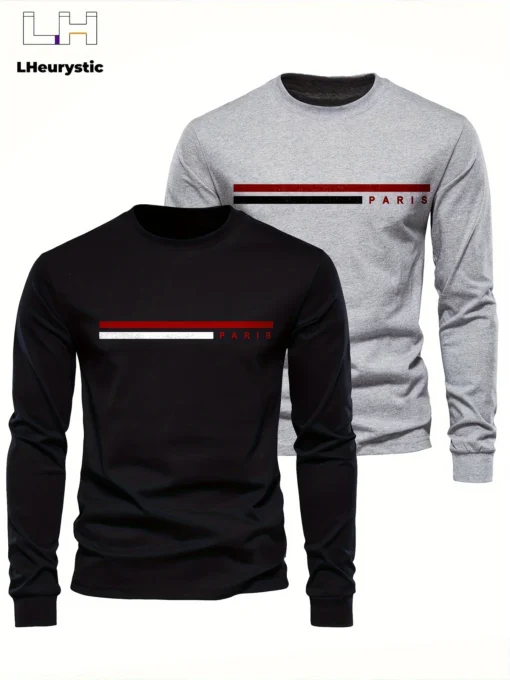 100% pure cotton summer loose comfortable casual  PARIS print large round neck  long sleeve T-shirt