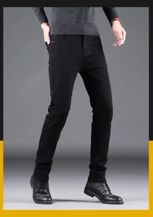 Men's Pure Black Slim Jeans - Image 11