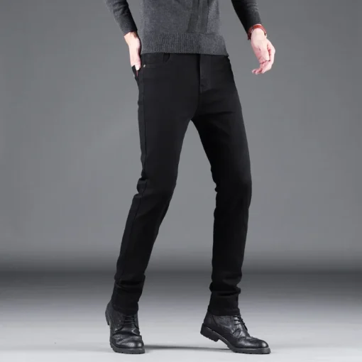 Men's Pure Black Slim Jeans - Image 5