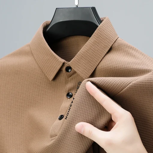 Men's Waffle Long Sleeved POLO Shirt - Image 15
