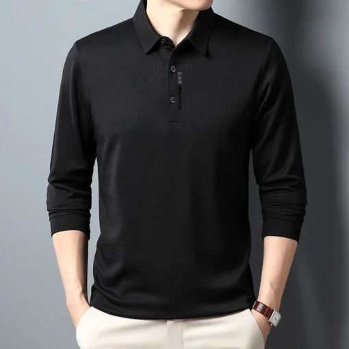 Men's Waffle Long Sleeved POLO Shirt - Image 20