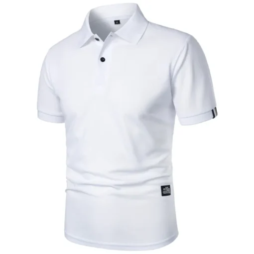 Men's Solid Color Polo Shirt Short Sleeve Lapel Button - Image 13