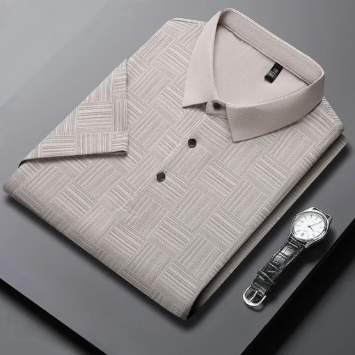 2024 Men's New Printed Business Casual Short sleeved POLO Shirt - Image 9