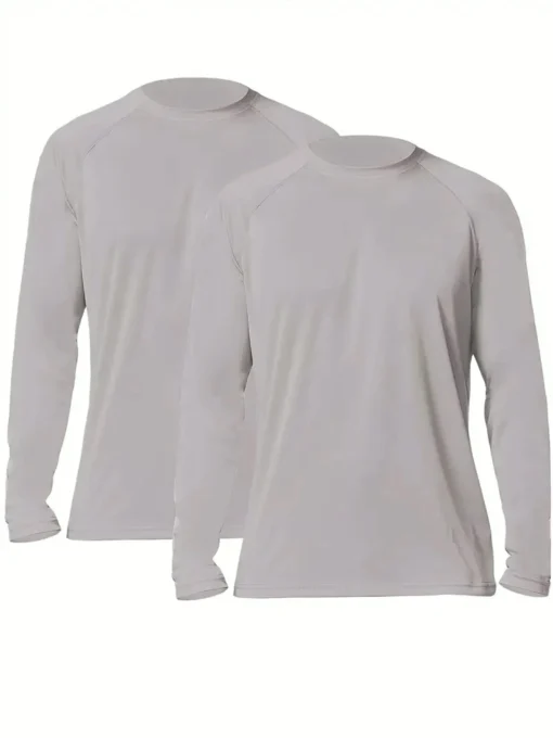 Men's Solid Casual Long Sleeve Tees UV Sun Protection - Image 12