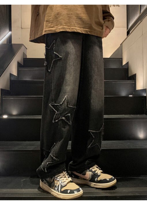 Star Embroidery Straight Casual Men Jeans - Image 19