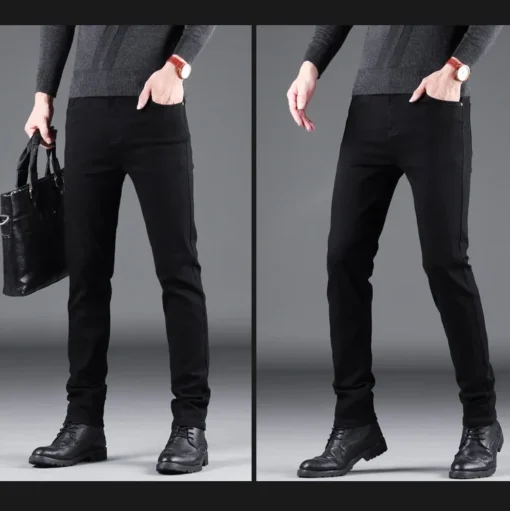 Men's Pure Black Slim Jeans - Image 13
