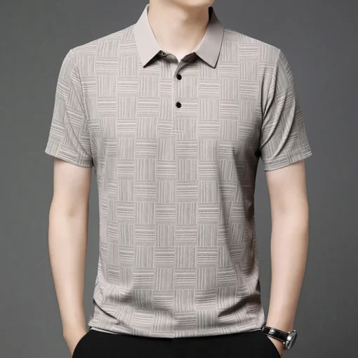 2024 Men's New Printed Business Casual Short sleeved POLO Shirt - Image 19
