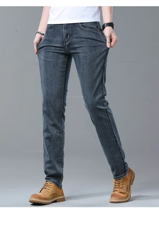 Spring Men's Light Blue Slim Jeans - Image 20
