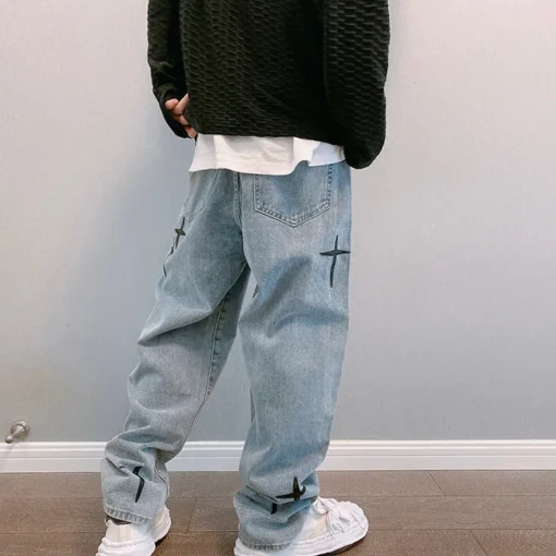 Prints Jeans Men 2023 New Streetwear Baggy Wide Leg Jeans - Image 10