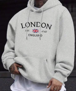 London Fashion Print Hoodies For Men