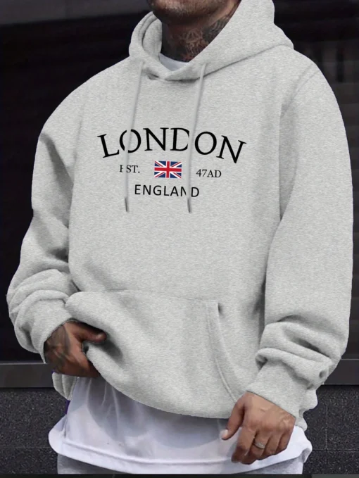 London Fashion Print Hoodies For Men