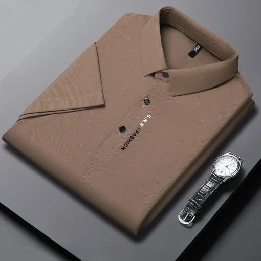 Men's Short Sleeve Solid Color Polo Shirt - Image 7