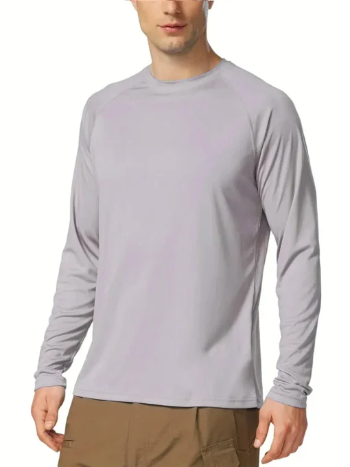 Men's Solid Casual Long Sleeve Tees UV Sun Protection - Image 3