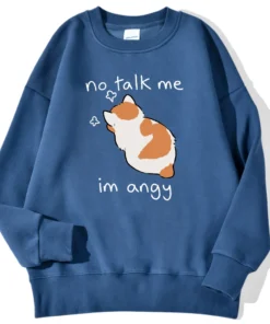 Tsundere Cat No Talk Me Im Angy Print Man Sweatshirt