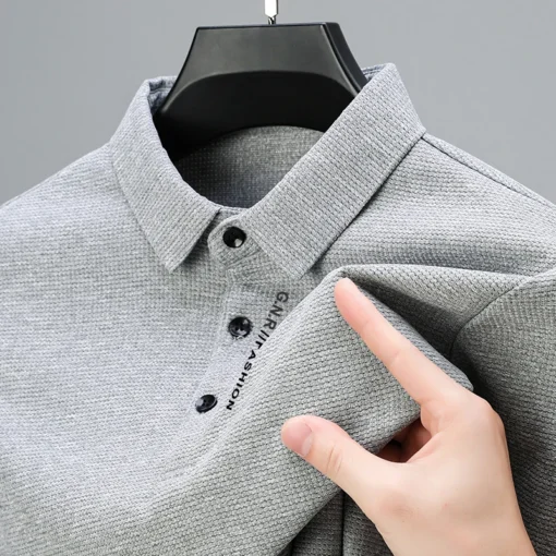 Men's Waffle Long Sleeved POLO Shirt - Image 17