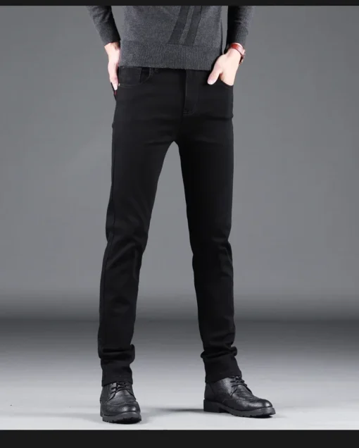 Men's Pure Black Slim Jeans - Image 8