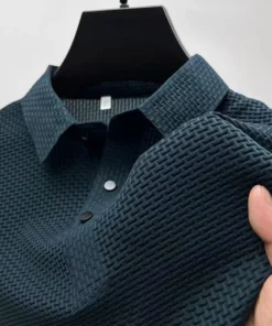 Men's Business Casual Short Sleeved Bone Flower Solid Color POLO Shirt