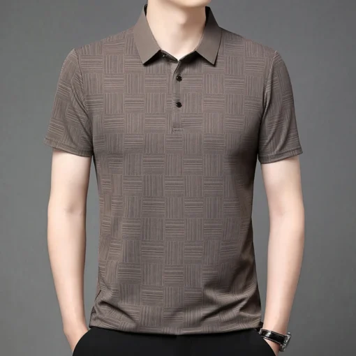 2024 Men's New Printed Business Casual Short sleeved POLO Shirt - Image 23