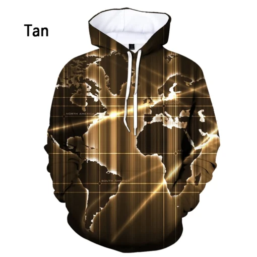 Men  World Map 3d Printed Hoodie - Image 5