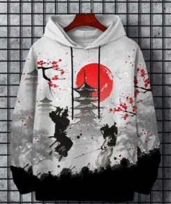 Samurai Men's Hoodie Print Y2k Sweatshirt Harajuku
