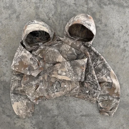 Y2K Retro Hoodie Men Printed Camouflage Pattern