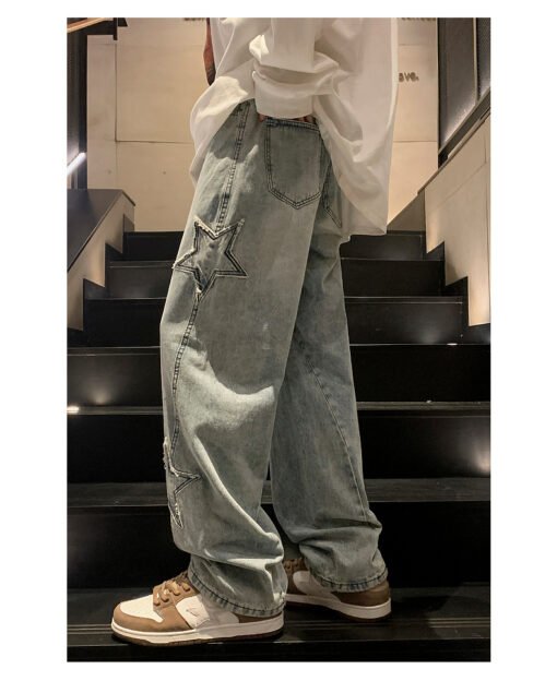 Star Embroidery Straight Casual Men Jeans - Image 16
